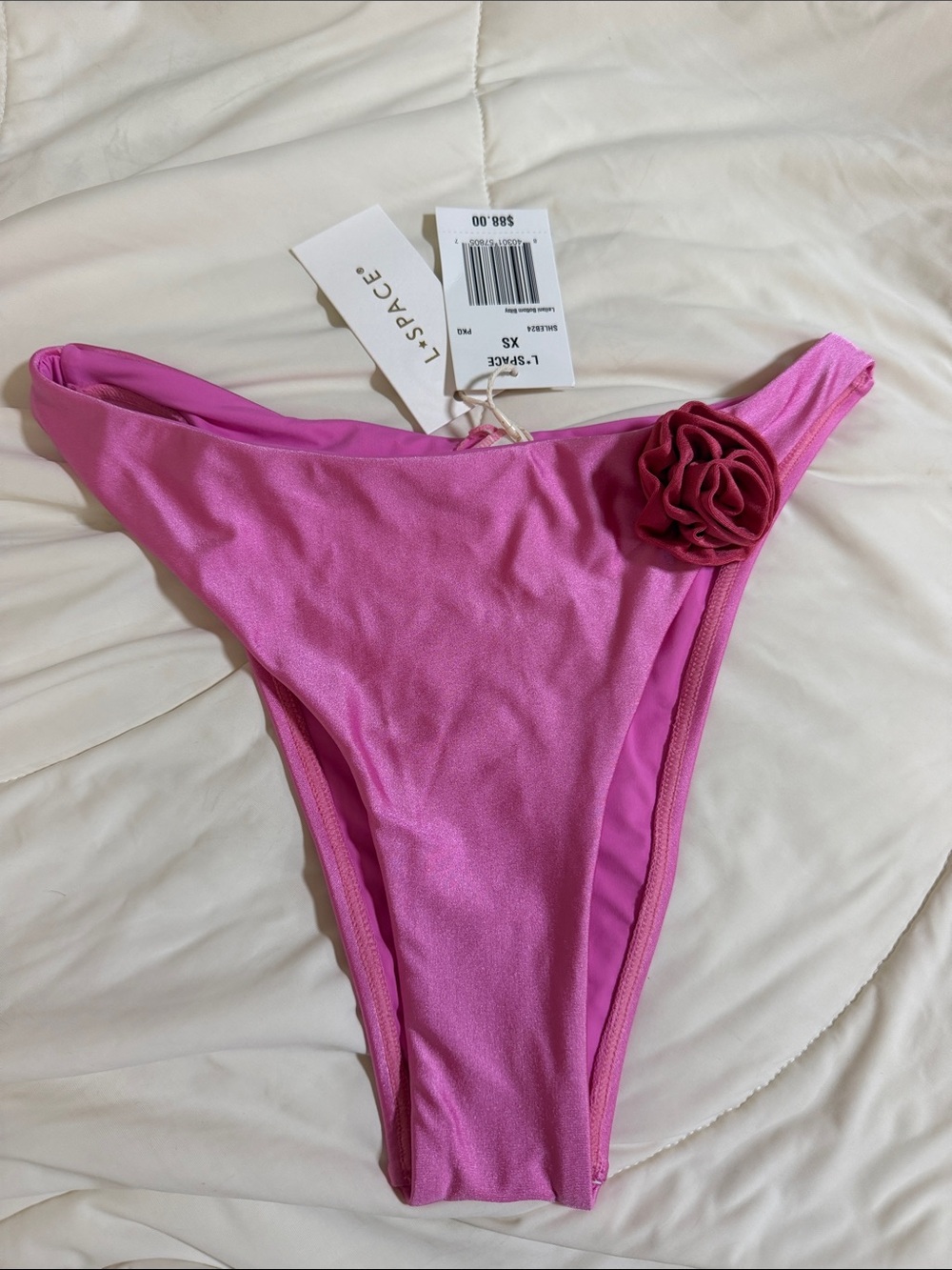 l*space Pink Bikini Bottom with Rosette XS